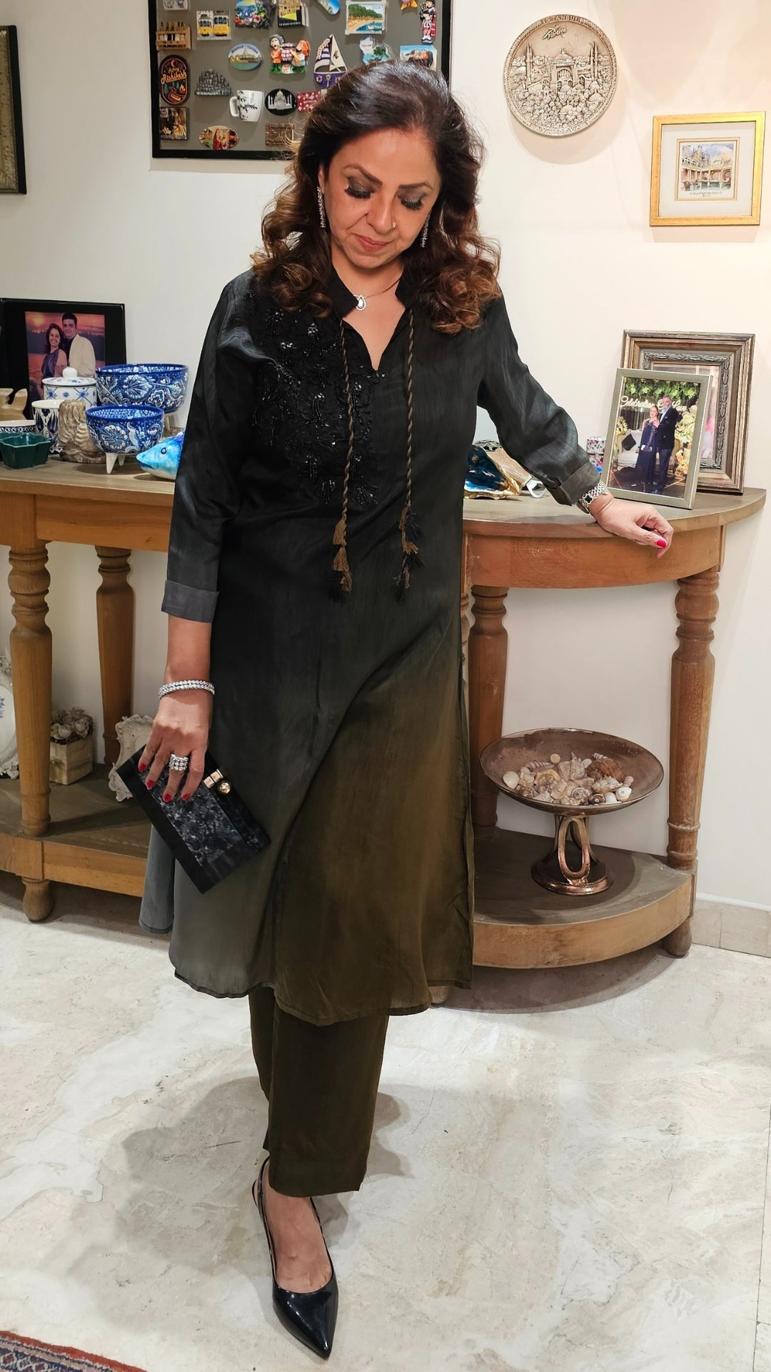 Beautiful Ombre Dyed Silk With Patch Work Hand Embroidery