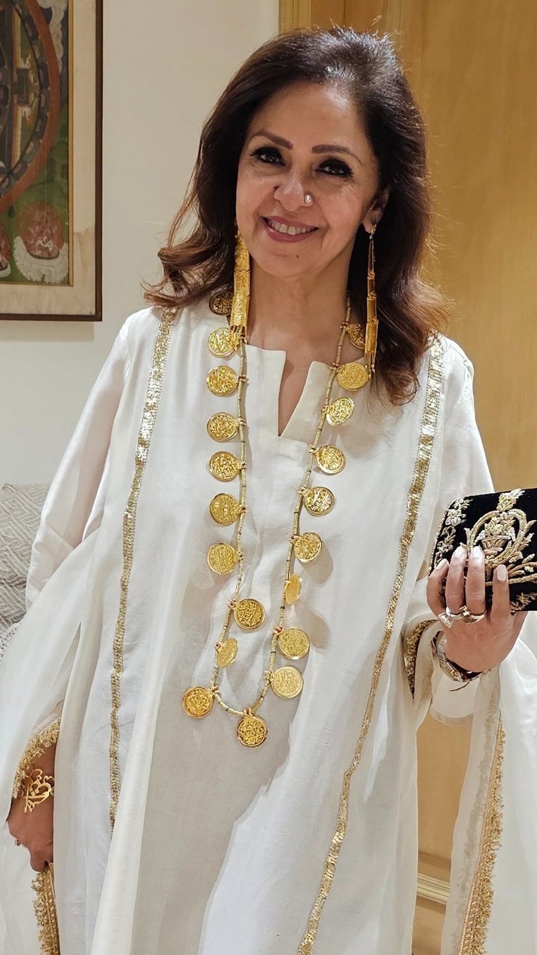 Ivory Chanderi Silk Top with Embroidered Work Bottom