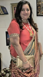 Tomato drape dress in plus size is pure silk chanderi with tissue drape, with embroidery border all over