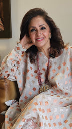 Sheer Linen Blend Top and Cotton Silk Bottom With Embroidered Work