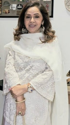 Ivory Gharara 3 Piece Set in Pure Organza With Dori Embroidery and Handwork With Dupatta