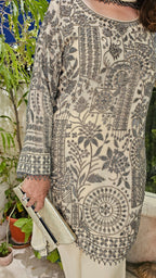 Adorable Outfit With Georgette Heavy Hand Embroidered Top, Bottom With Embroidered Poncha and With Dupatta