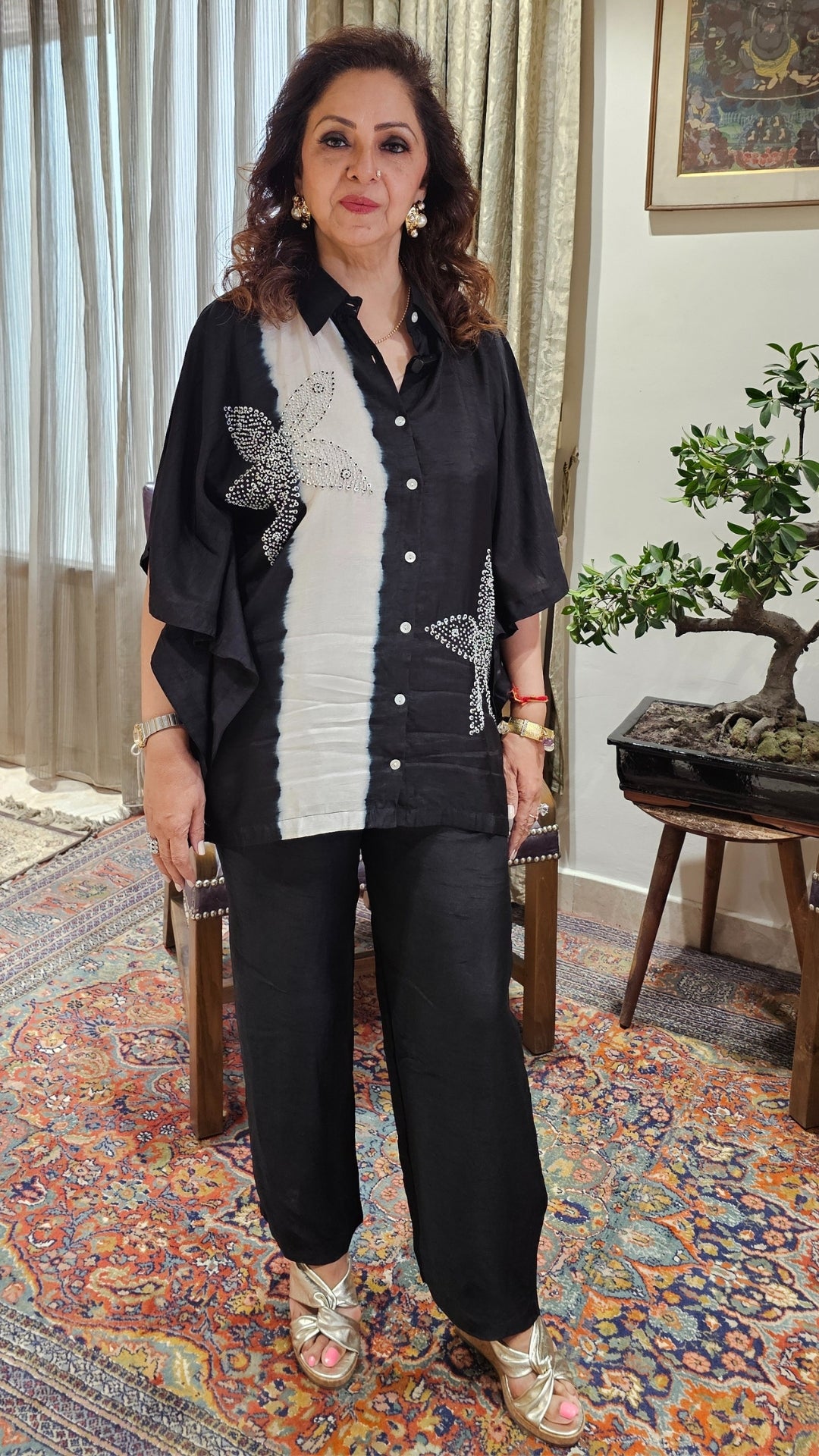 Beautiful Cotton Silk Blended Kaftan Style Co-ord Set