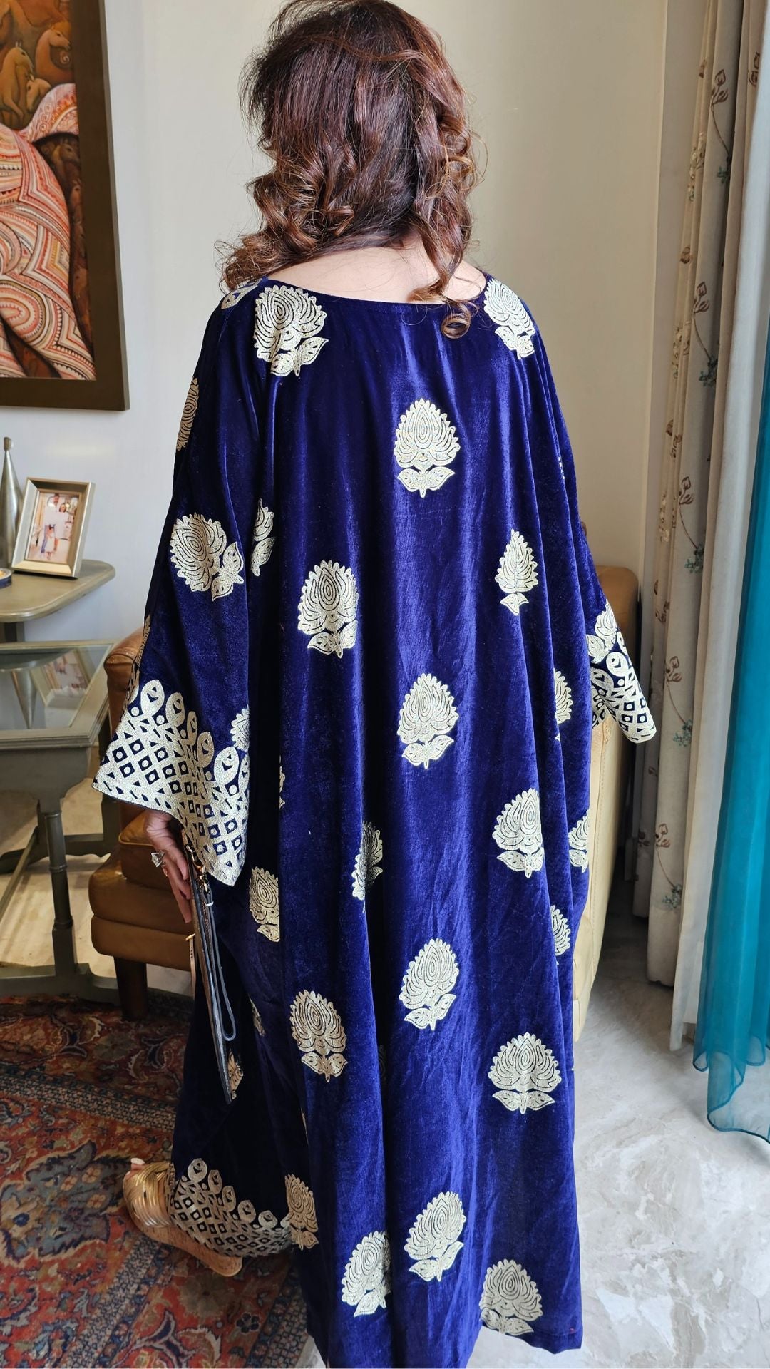 Royal Blue Velvet Top and Bottom With Subtle Gold Work