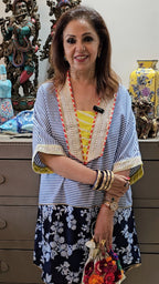 Blue and Red Stripe Semi Formal Fusion Garment