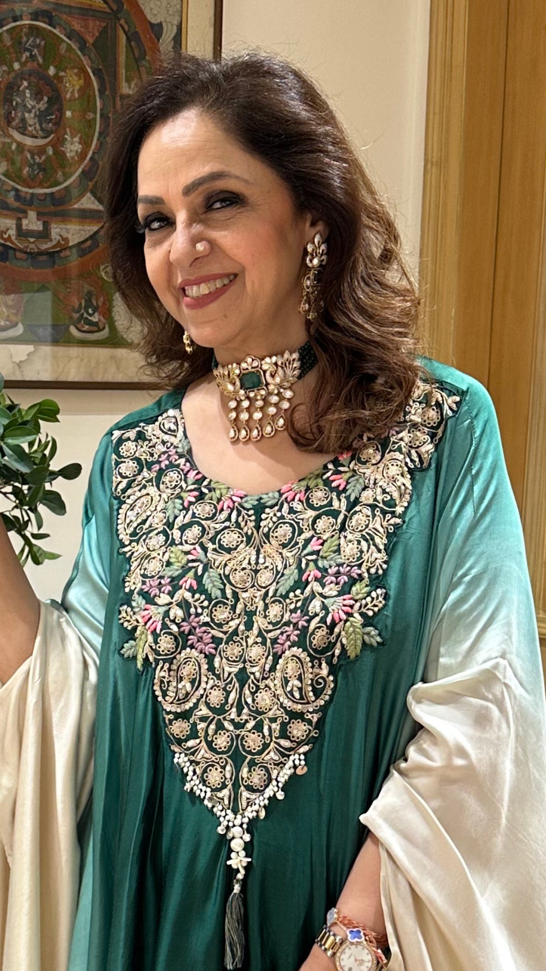 Satin Hand Embroidered Anti-Fit Top with Matching Pants