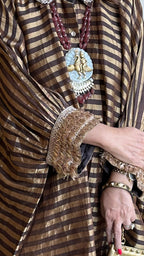 Brown tissue top with banasari Silk Bottom With Gota Kinari Work