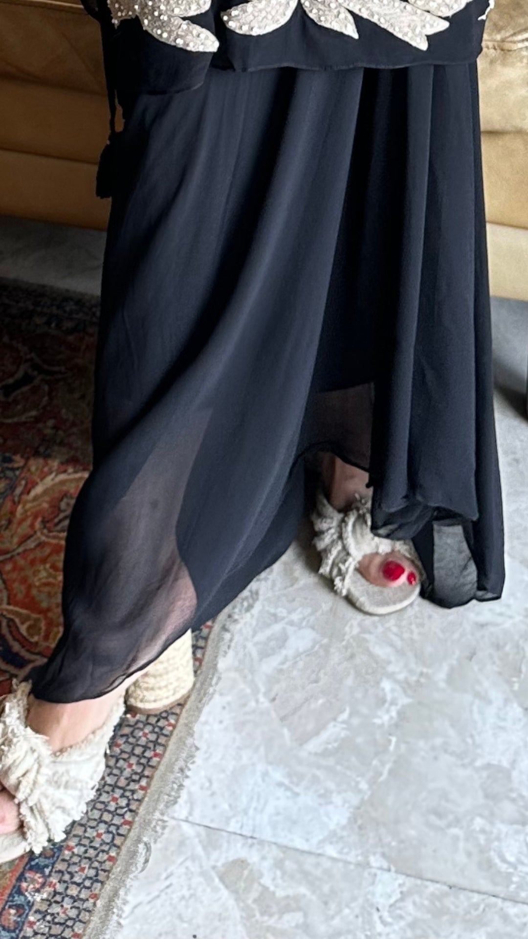 Chinon Top with Crepe Bottom and Handworked Embroidered Patchwork