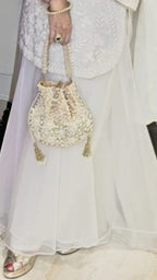 Ivory Gharara 3 Piece Set in Pure Organza With Dori Embroidery and Handwork With Dupatta