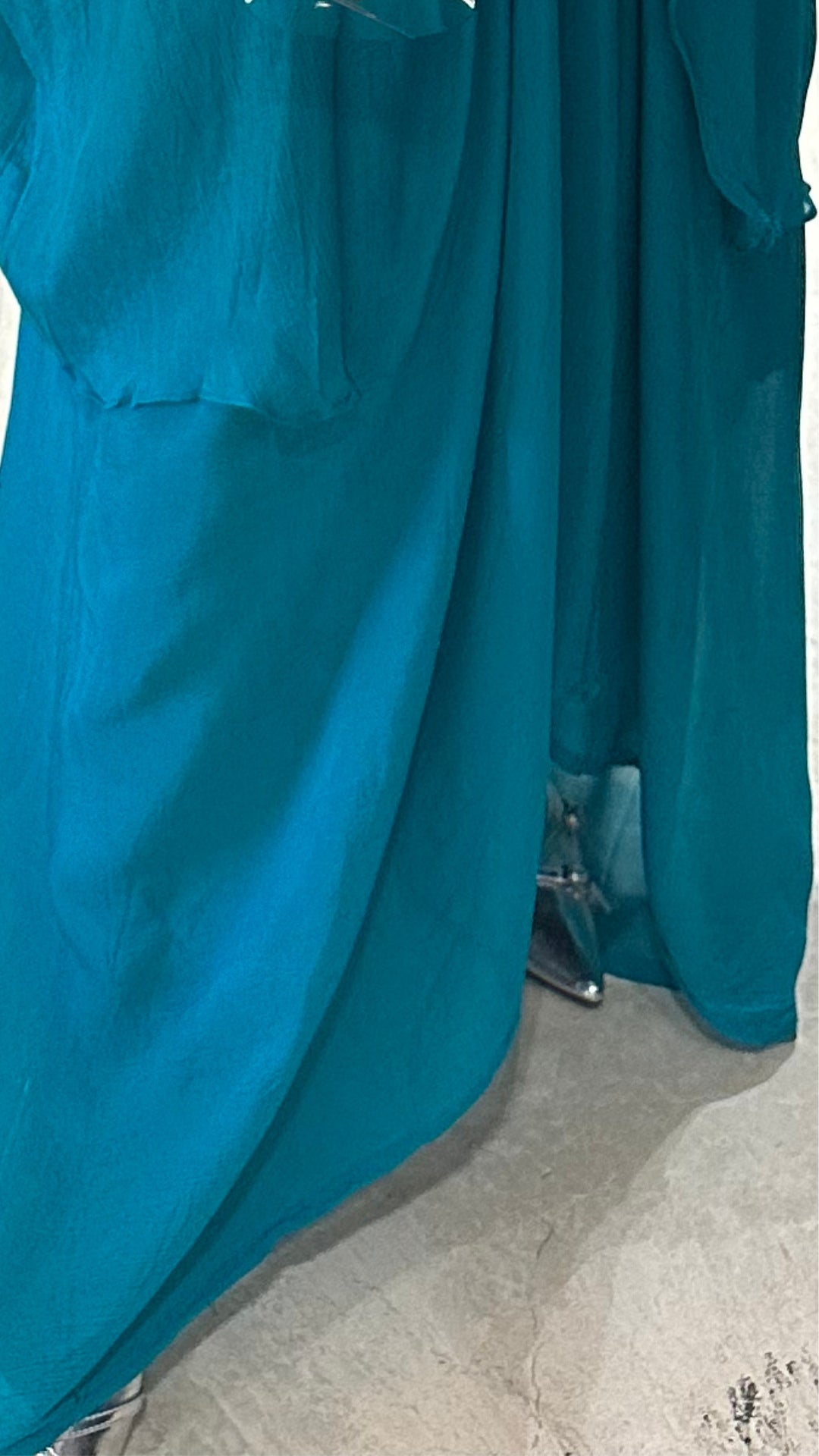 Hand Embroidered Chinon Top with Drape Skirt