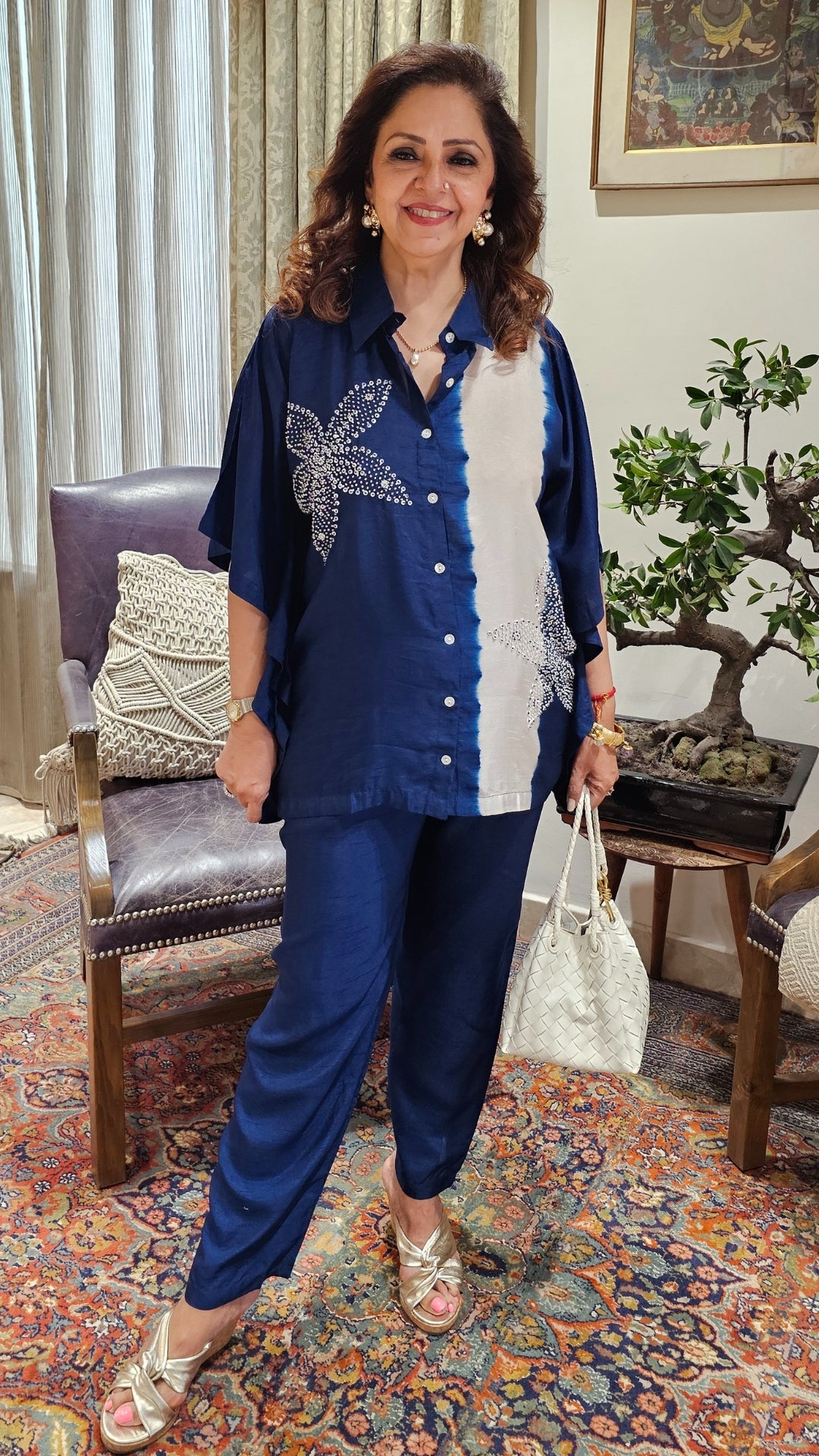 Beautiful Cotton Silk Blended Kaftan Style Co-ord Set