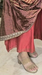 Tomato drape dress in plus size is pure silk chanderi with tissue drape, with embroidery border all over