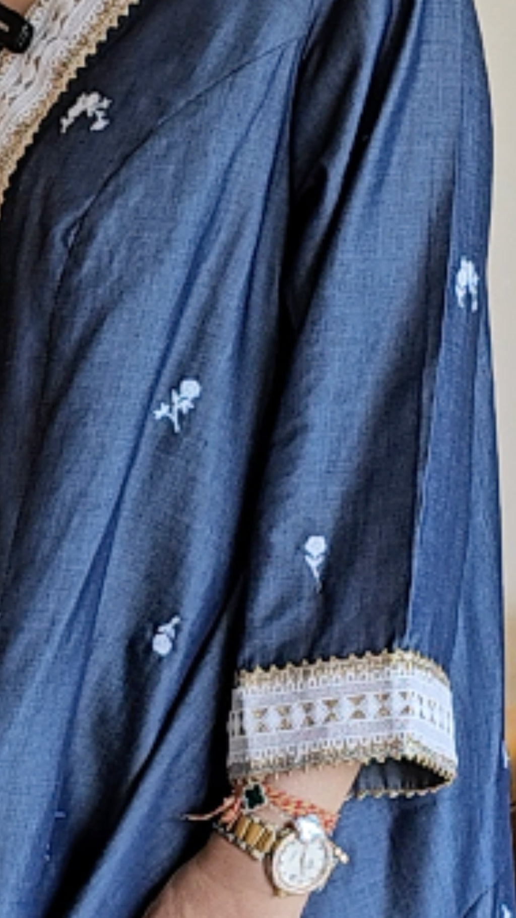 Booti Embroidered Soft Denim Shirt With Plain Soft Denim Pants