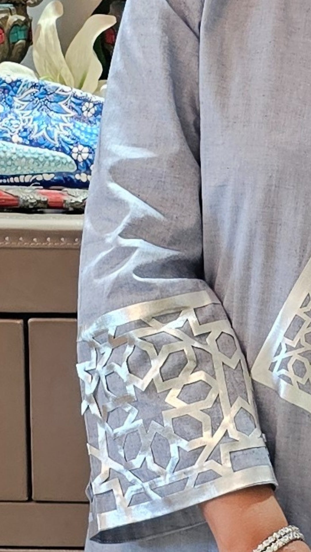 Blue Demin Co-ord set With Jaali Work