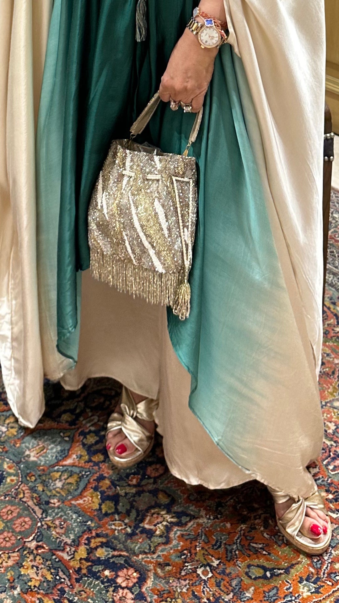 Satin Hand Embroidered Anti-Fit Top with Matching Pants