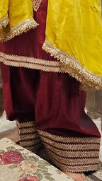 Multicolour Chanderi Silk Kurta With Hand Painted Kalamkari and Embroidered Work