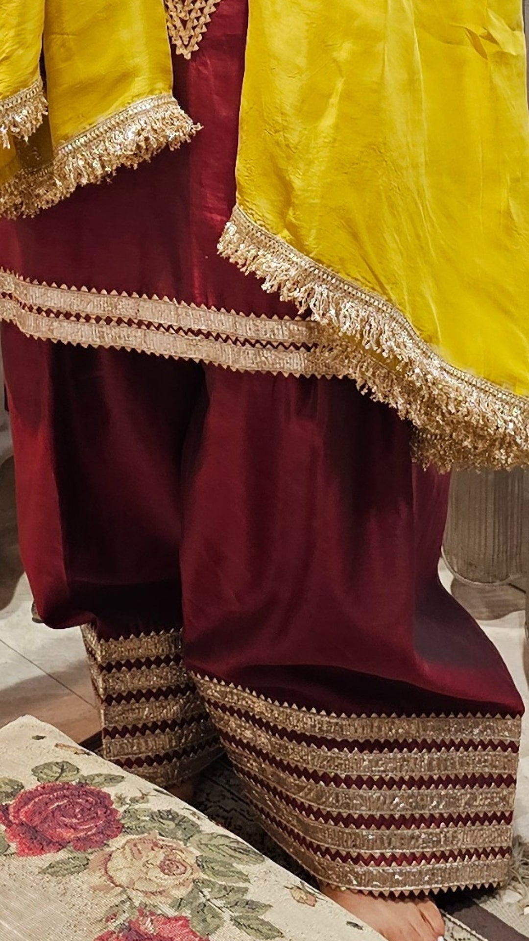 Multicolour Chanderi Silk Kurta With Hand Painted Kalamkari and Embroidered Work