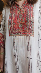 Crepe Jamawar Digital Print Outfit with Mirror & Sequins Embroidery