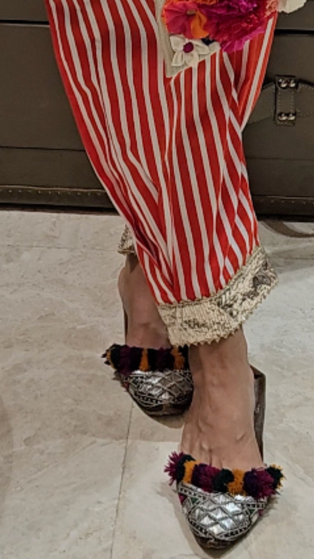 Blue and Red Stripe Semi Formal Fusion Garment