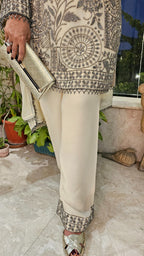 Adorable Outfit With Georgette Heavy Hand Embroidered Top, Bottom With Embroidered Poncha and With Dupatta