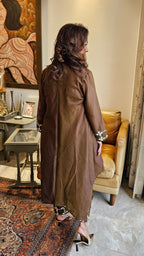 Brown Linen Shirt and Pants With a Mirror Work Cape