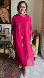 Beautiful Organza & Cotton silk Fusion Outfit with Cudana & Zardozi Handwork