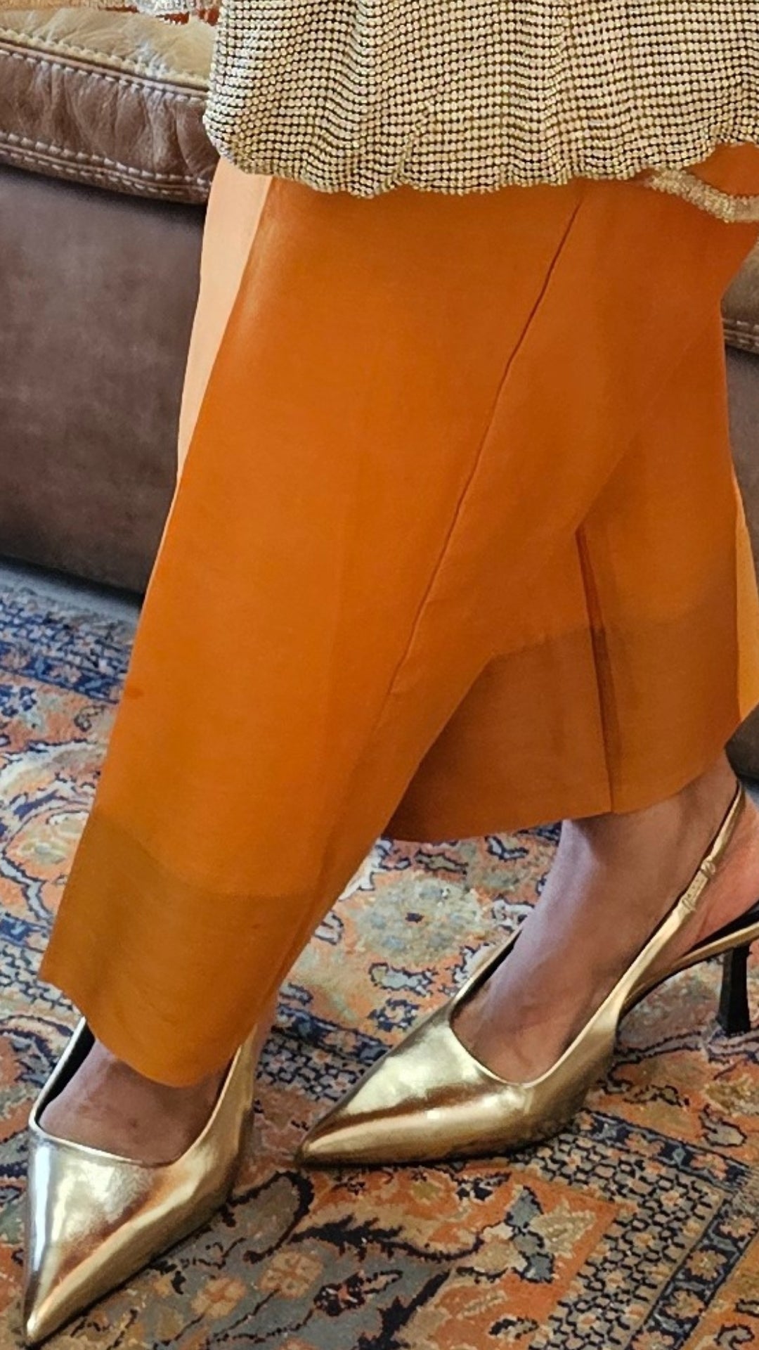 Orange Chendari Silk Co-ord Set With Pure Hand Painted Kalamkari and Embroidered Work