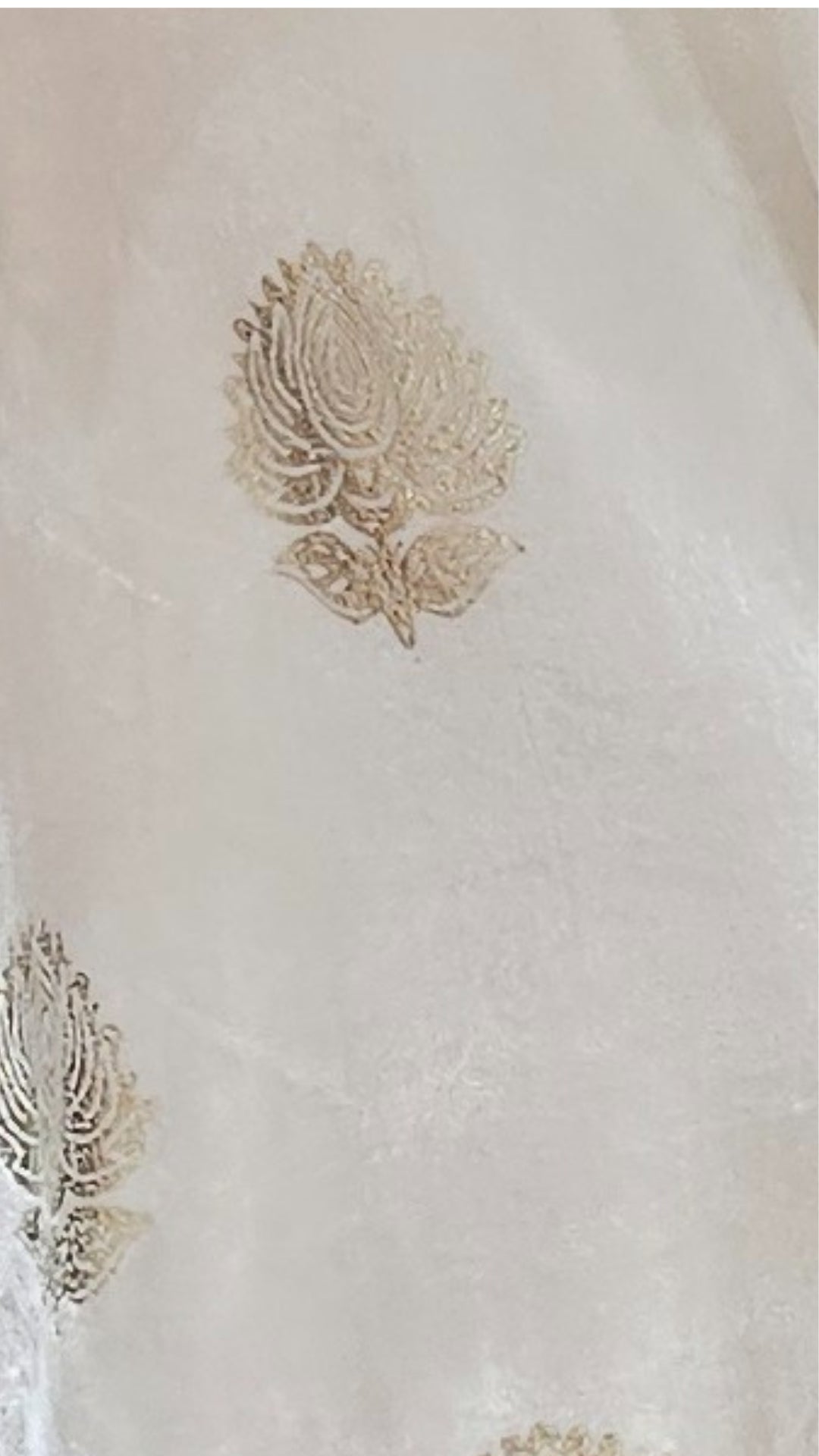 White Velvet Co-ord Set With Subtle Gold Work