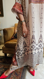 Crepe Jamawar Digital Print Outfit with Mirror & Sequins Embroidery