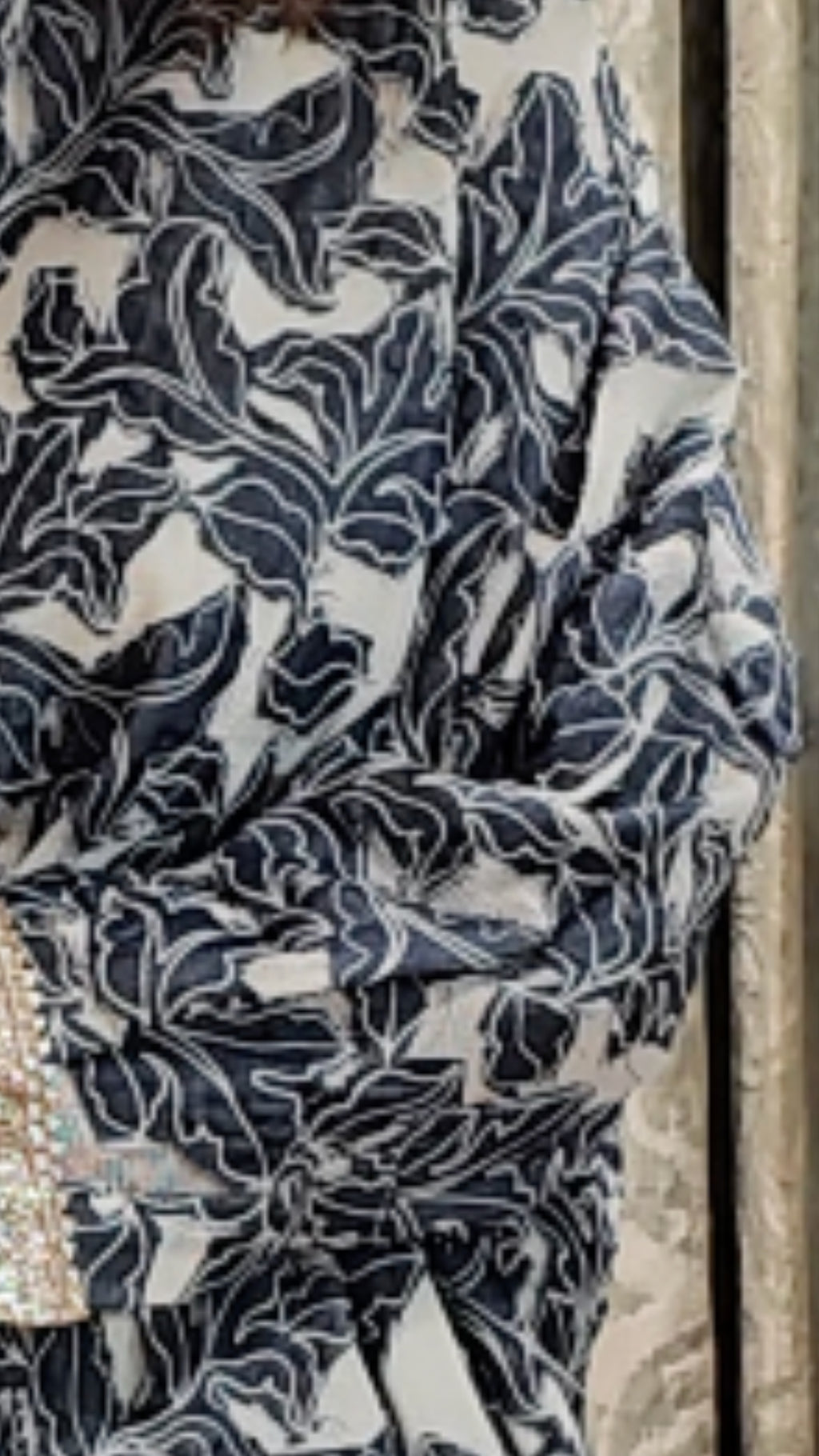 Dark Blue Denim Co-ord Set in Embroidered Denim With Dupatta