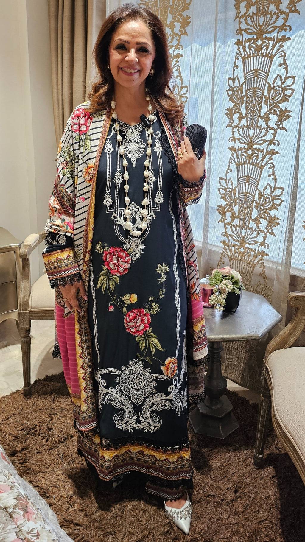 Beautiful 3 Piece Set With Digital Printed Dupatta and Applique Work