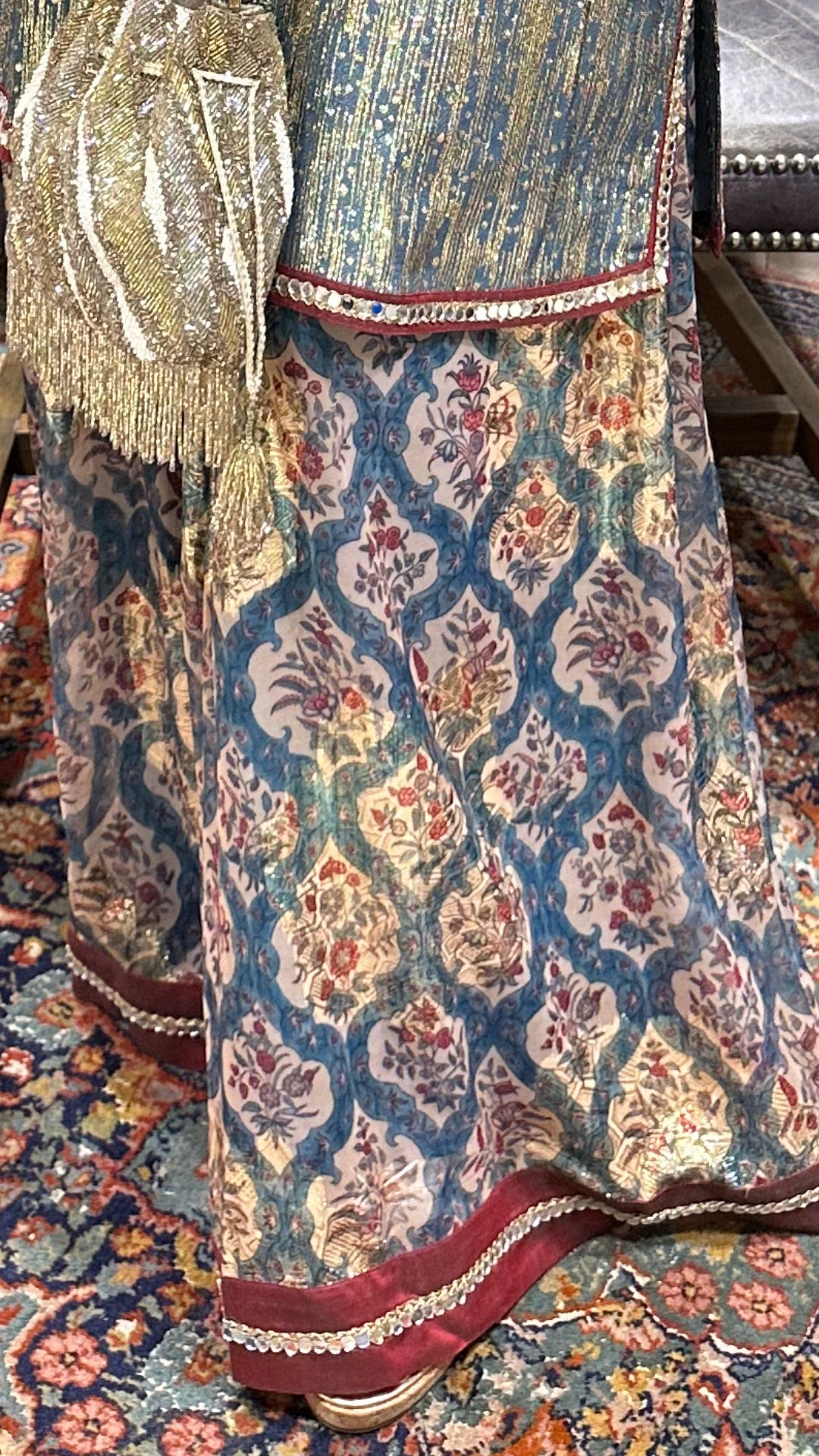 Golden Shimmer Georgette Top and Bottom With Mirror Work