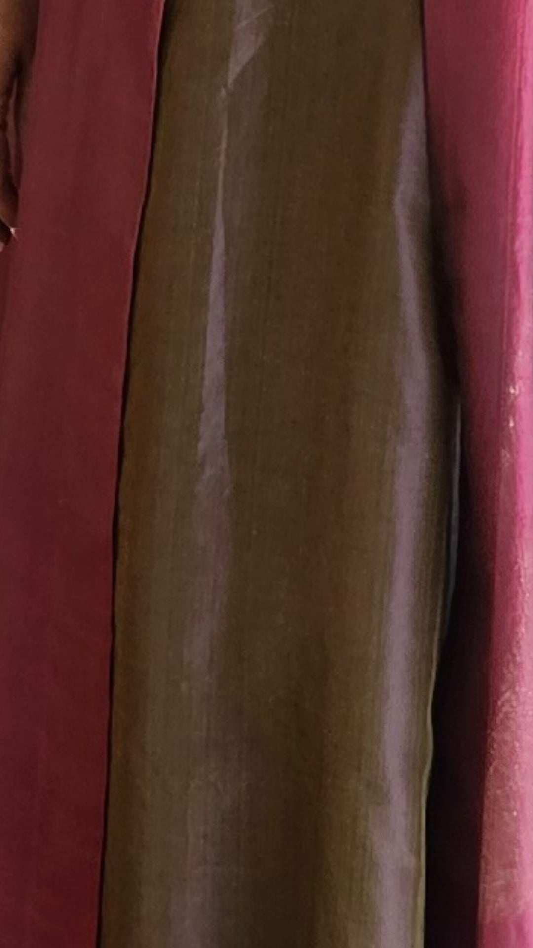 Brown Chanderi Silk Two Piece Set With Pure Hand Painted Kalamkari and Embroidered Work