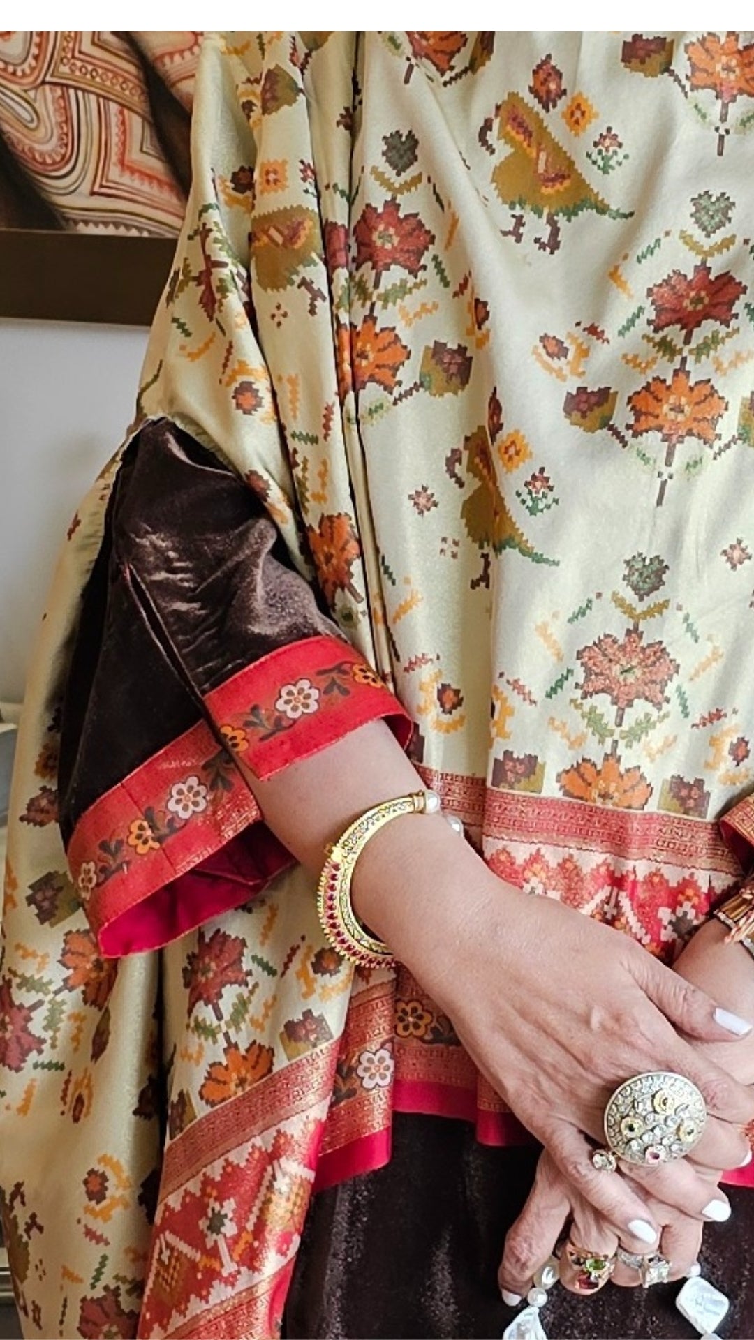Brown Velvet With Silk Cape Co-ord Set With Embellished Work