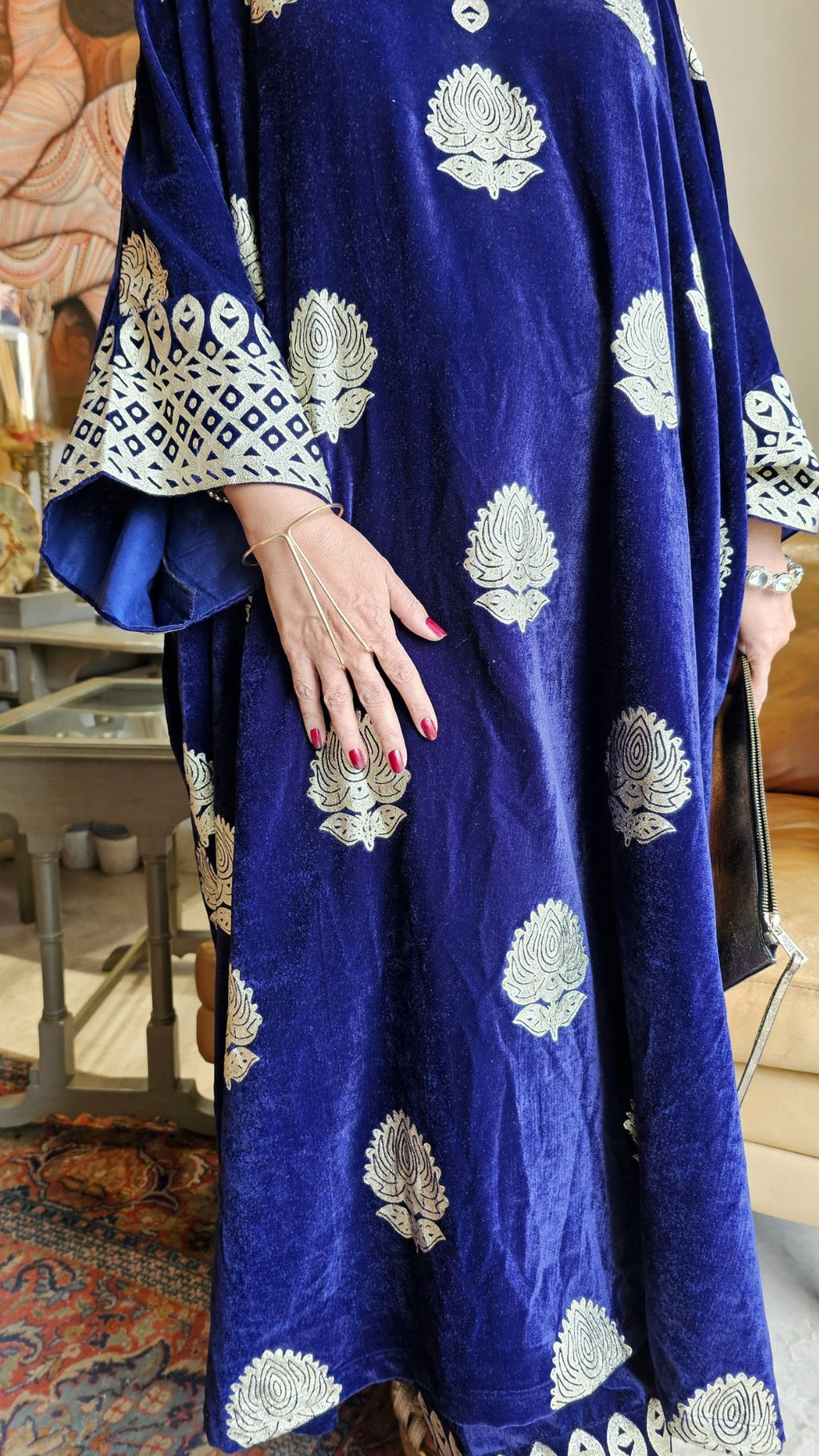 Royal Blue Velvet Top and Bottom With Subtle Gold Work