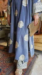 Violet Blue Velvet Top and Bottom With Subtle Gold Work