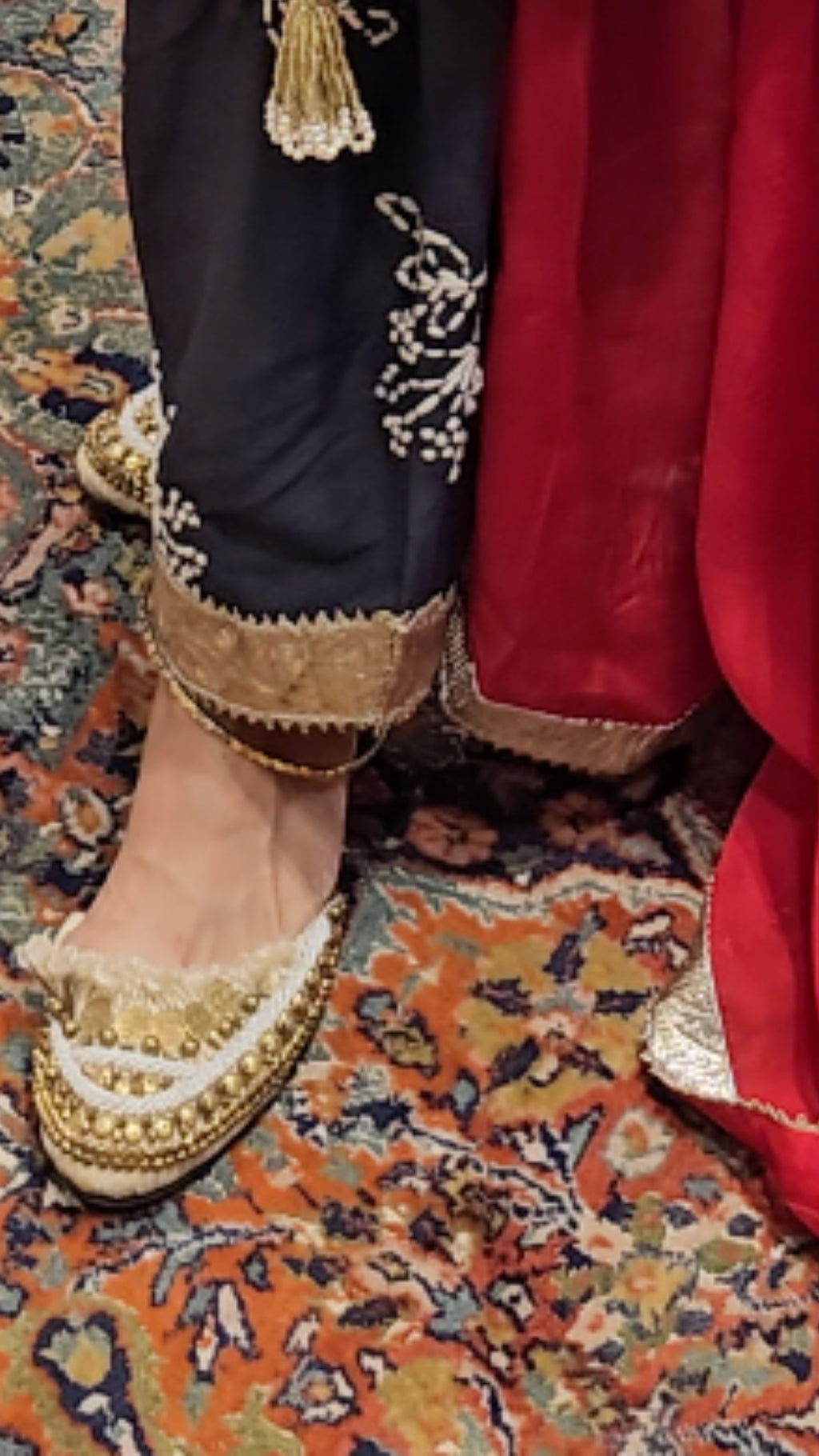 Dark Blue Denim Plain Shirt With Hand Embroidered Bottom With Organza Dupatta