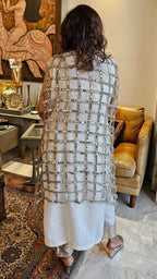 Ivory Linen Shirt and Pants With a Mirror Work Cape