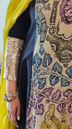 Multicolour Chanderi Silk Kurta With Hand Painted Kalamkari, Embroidered and Gota Kinari Work