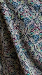 Silver Silk Top With Print Drape Bottom With Embroidered Work