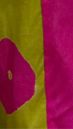 Mehendi Green and Fuchsia Crepe Silk Set Beautiful Blend of Tie and Dye With Hand Embroidery