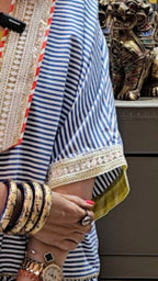 Blue and Red Stripe Semi Formal Fusion Garment