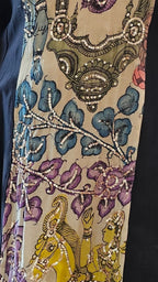 Multicolour Chanderi Silk Kurta With Hand Painted Kalamkari, Embroidered and Gota Kinari Work
