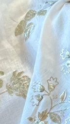 Ivory Linen Top and Bottom With Embroidered Work