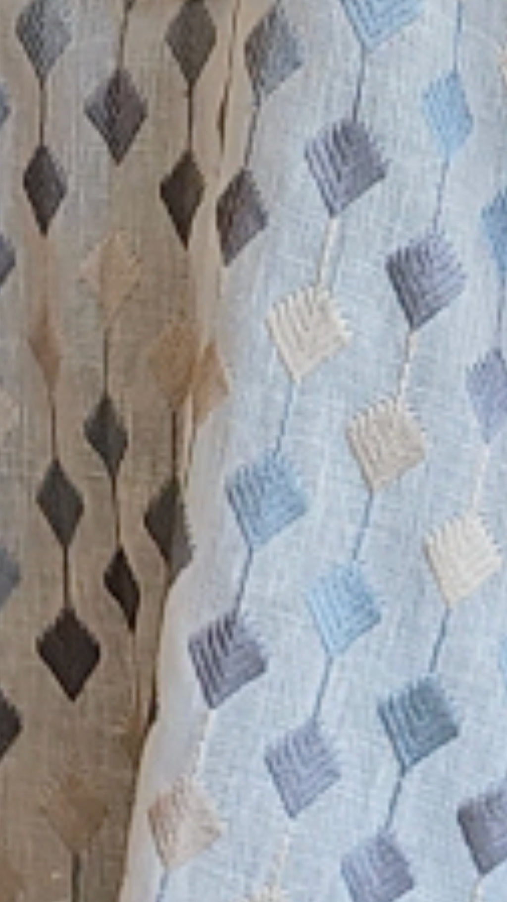 Blue and Ivory Linen Embroidered Top With Silk Cotton Afghani Pants