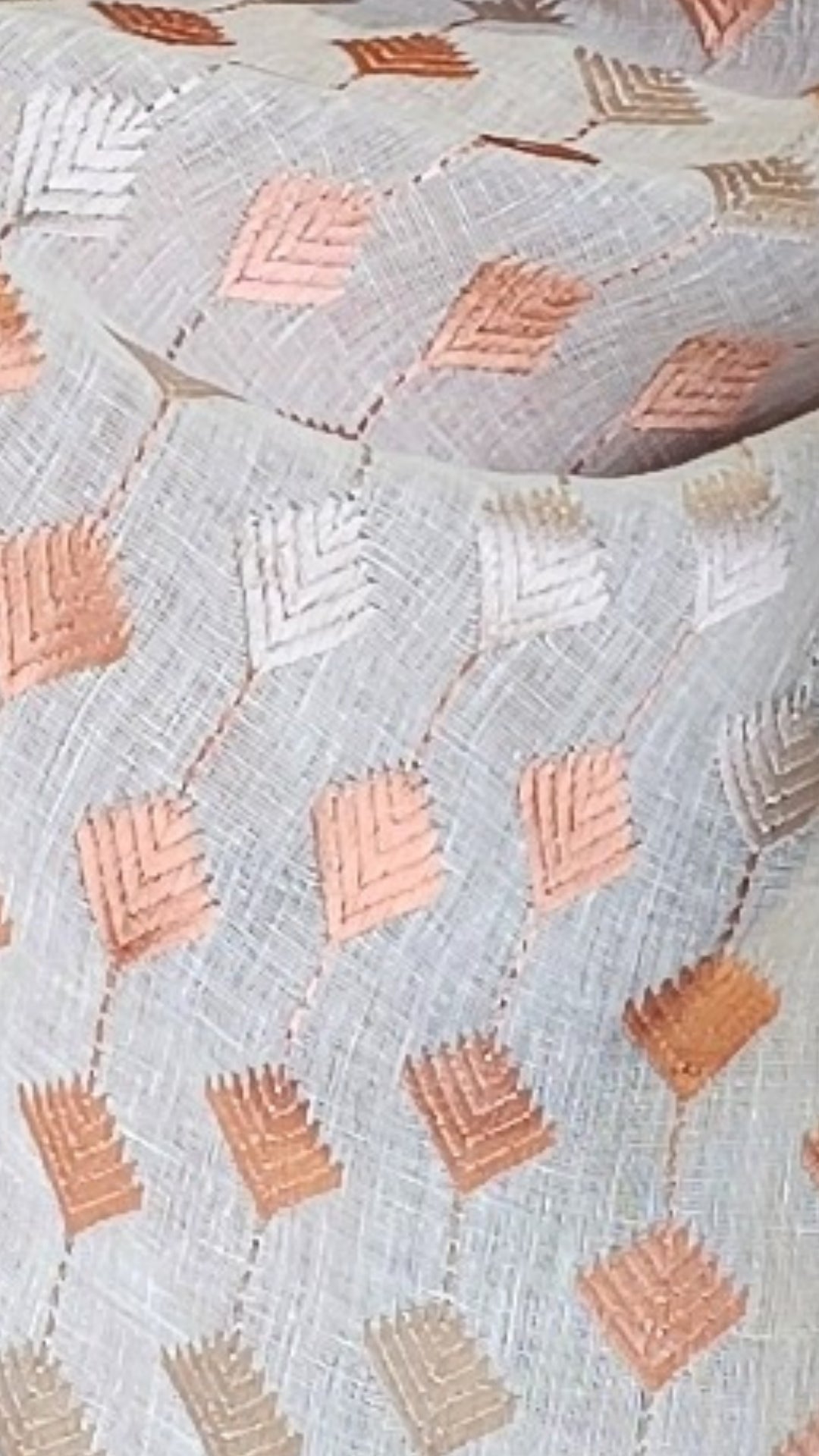 Sheer Linen Blend Top and Cotton Silk Bottom With Embroidered Work
