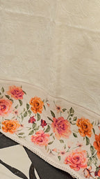 Beautiful Digital Printed Linen Suit trimmed With Hand Embroidery