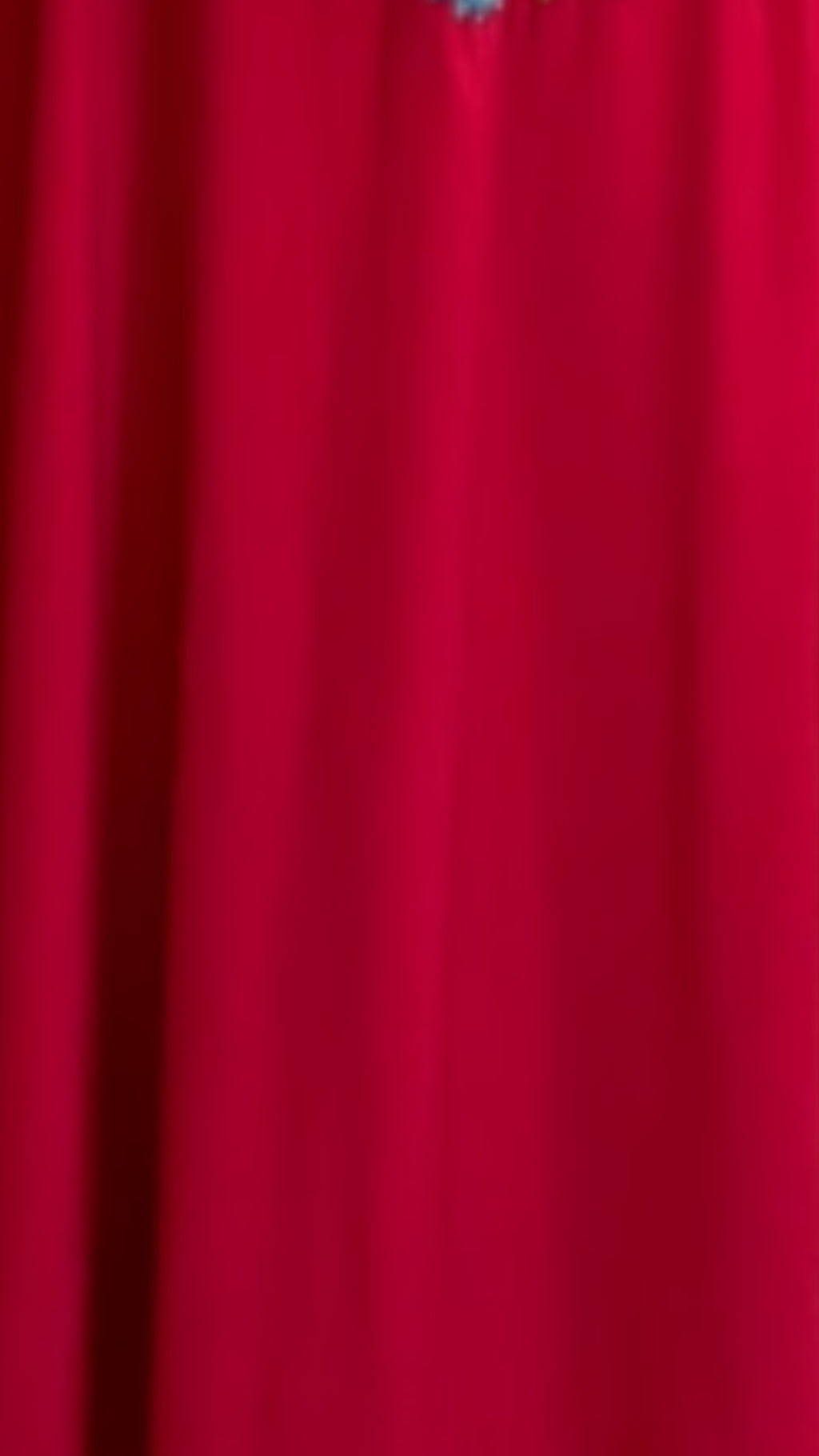 Red Comfortable and Elegant Crepe Outfit With Fusion Multicoloured Embroidery Top With Pockets Teamed With Smart Pants