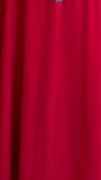 Red Comfortable and Elegant Crepe Outfit With Fusion Multicoloured Embroidery Top With Pockets Teamed With Smart Pants