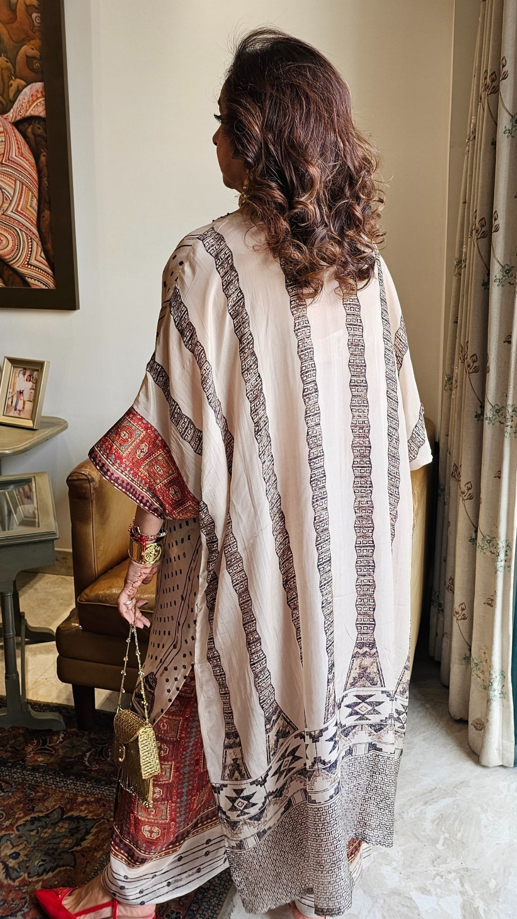 Crepe Jamawar Digital Print Outfit with Mirror & Sequins Embroidery